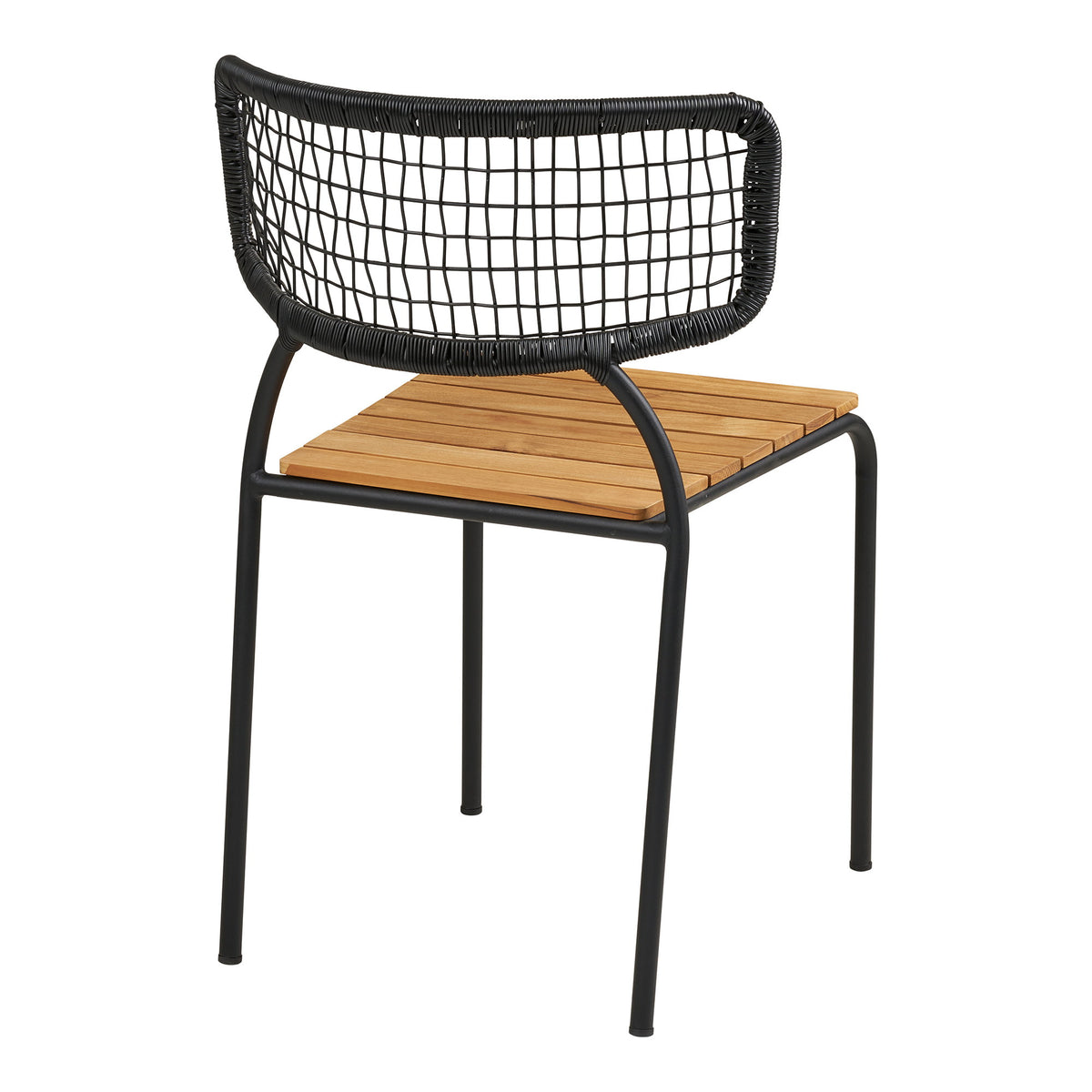 Sila Gartenstuhl 4er-Set – Teak/Polyrattan Schwarz/Natur, Beine Schwarz – Ansicht 4
