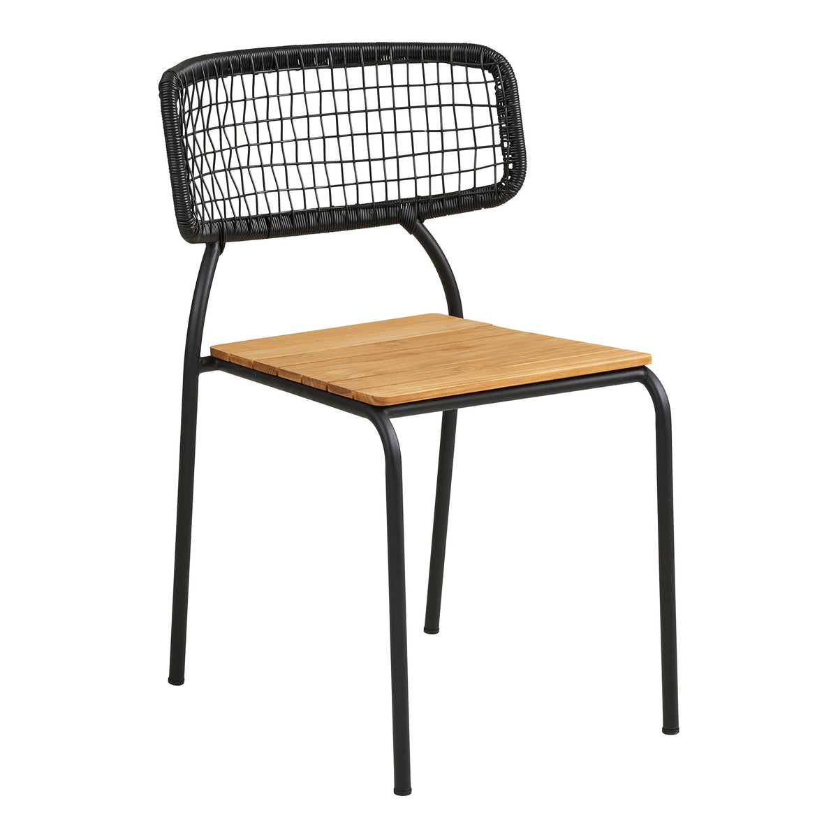 Sila Gartenstuhl 4er-Set – Teak/Polyrattan Schwarz/Natur, Beine Schwarz von Luiva Living
