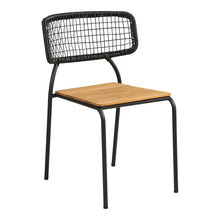 Sila Gartenstuhl 4er-Set – Teak/Polyrattan Schwarz/Natur, Beine Schwarz von Luiva Living