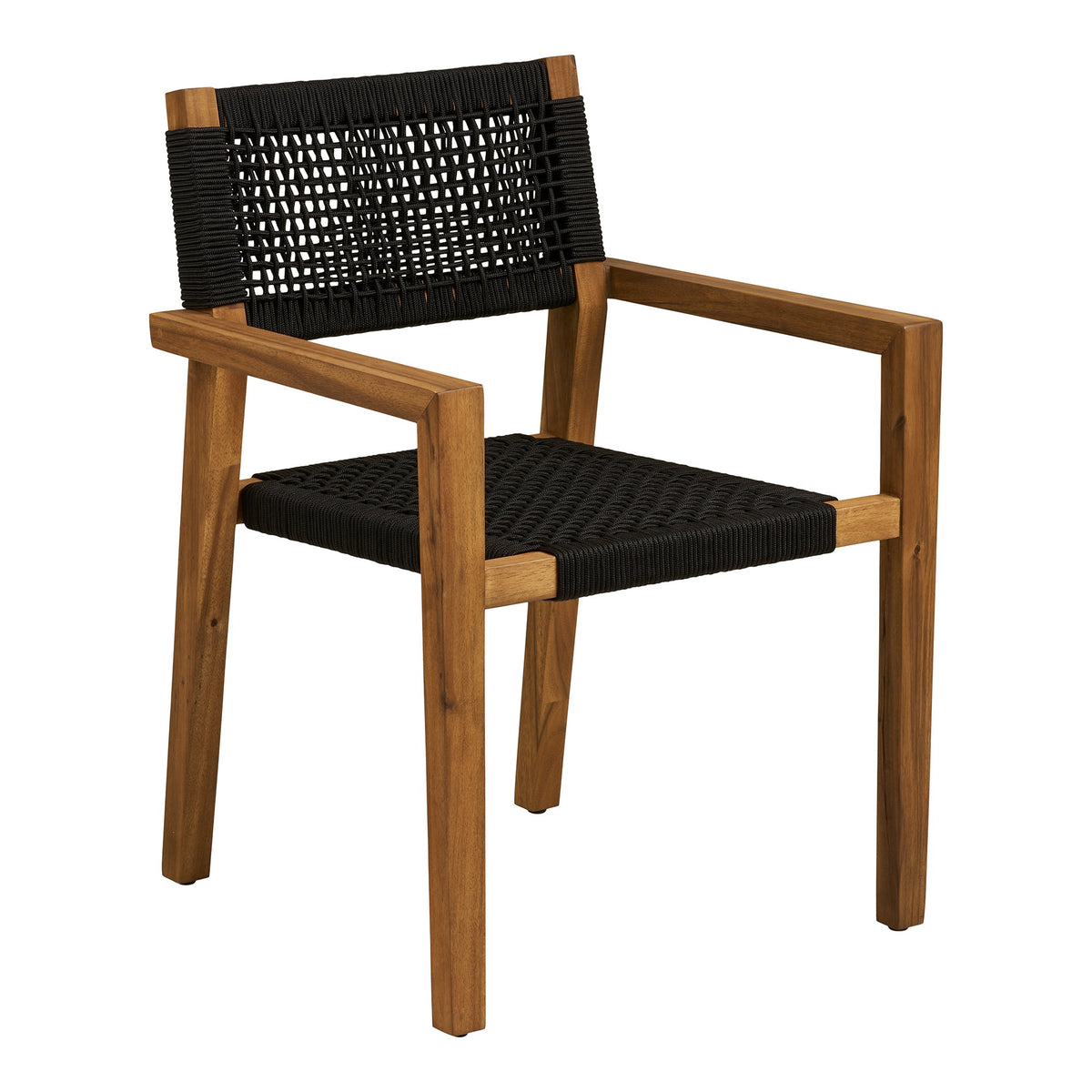 Torvald Gartenstuhl 2er-Set – Akazie/Polyester Schwarz/Natur von Luiva Living