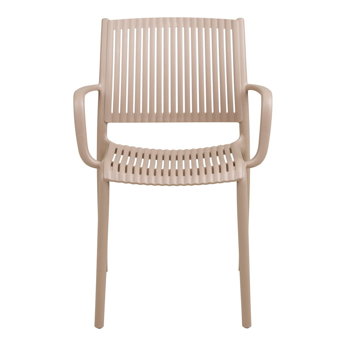 Lyra Gartenstuhl 4er-Set mit Armlehnen, stapelbar – Polypropylen Taupe – Ansicht 2