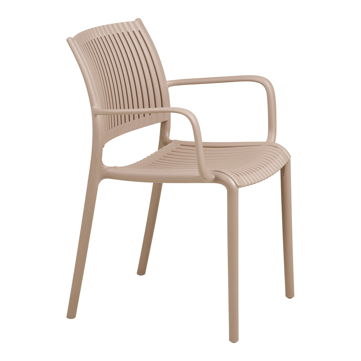 Lyra Gartenstuhl 4er-Set mit Armlehnen, stapelbar – Polypropylen Taupe – Ansicht 3