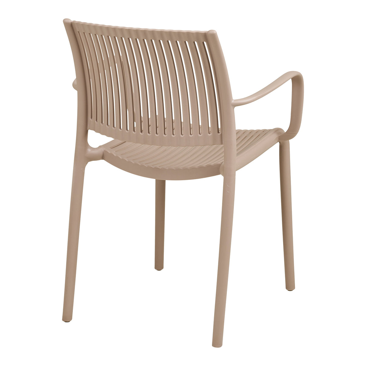 Lyra Gartenstuhl 4er-Set mit Armlehnen, stapelbar – Polypropylen Taupe – Ansicht 4