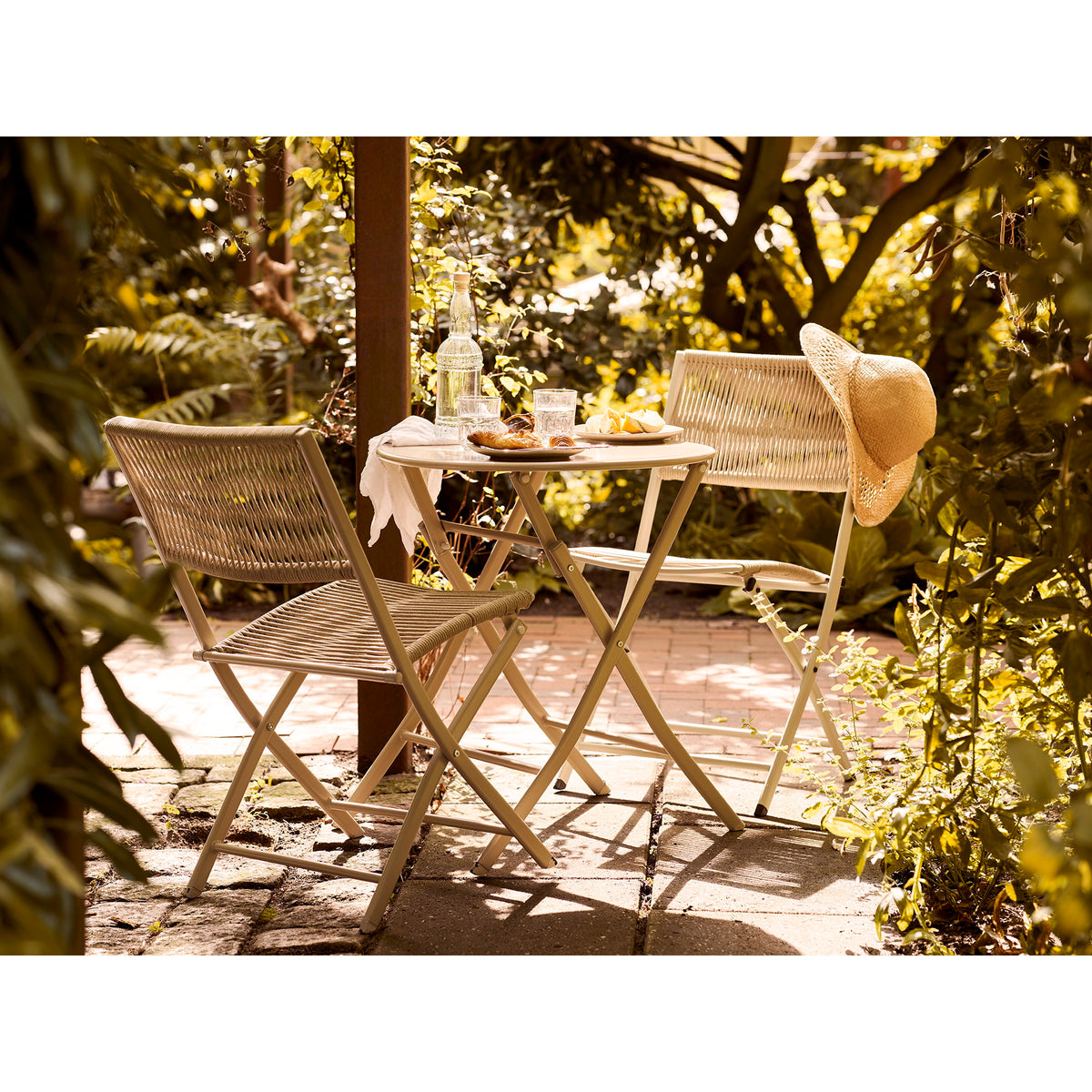 Ragnar Bistro-Set mit Tisch und 2 Stühlen – Polyester/Stahl Taupe – Ansicht 7