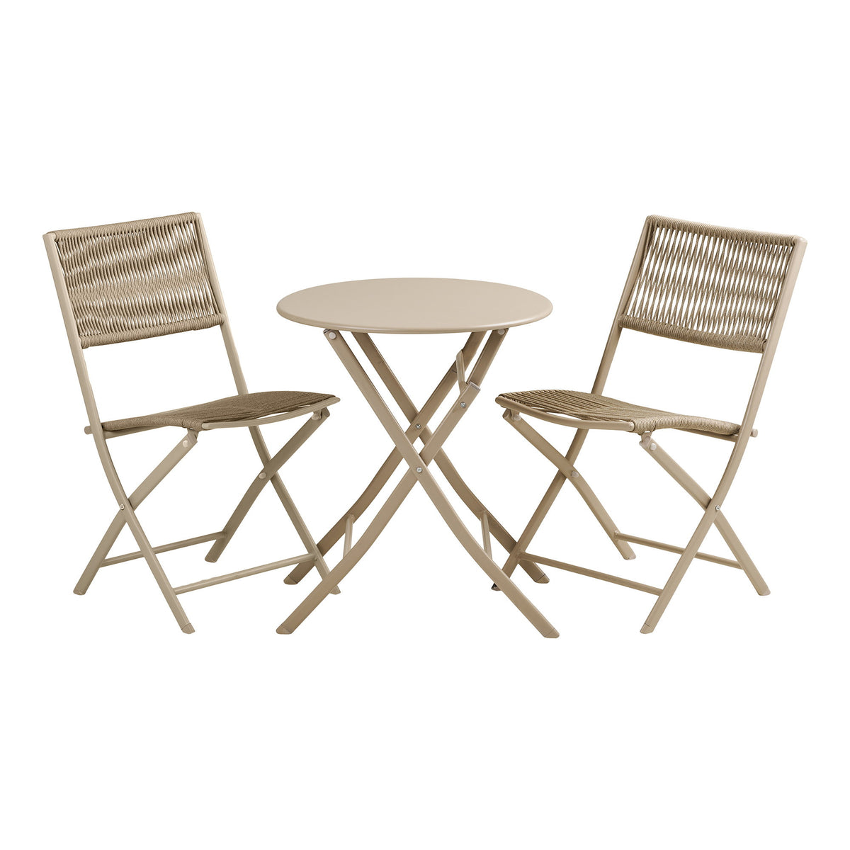Ragnar Bistro-Set mit Tisch und 2 Stühlen – Polyester/Stahl Taupe von Luiva Living
