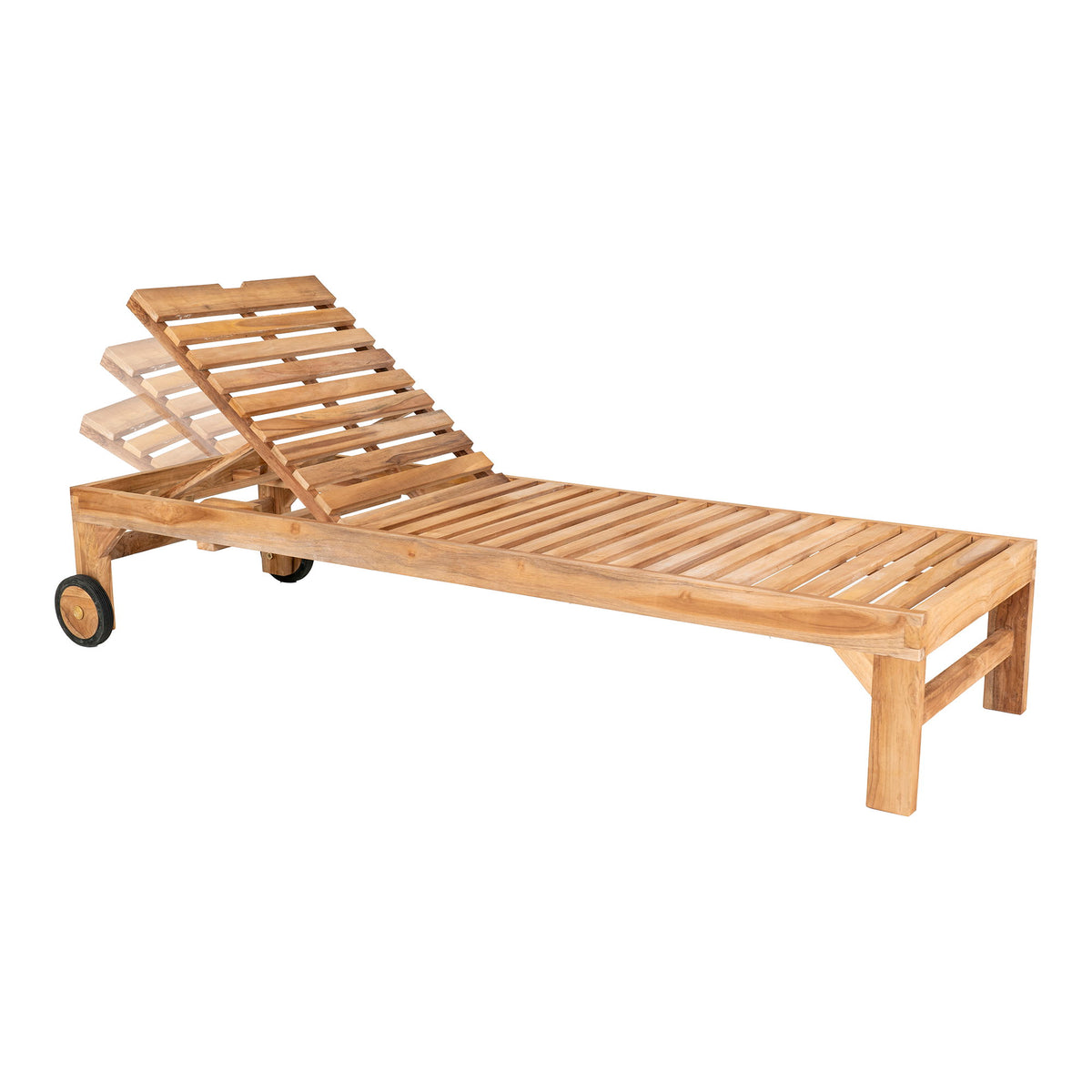 Kalle Sonnenliege mit Kissen – Teak/Baumwolle Natur/Weiß – Ansicht 3