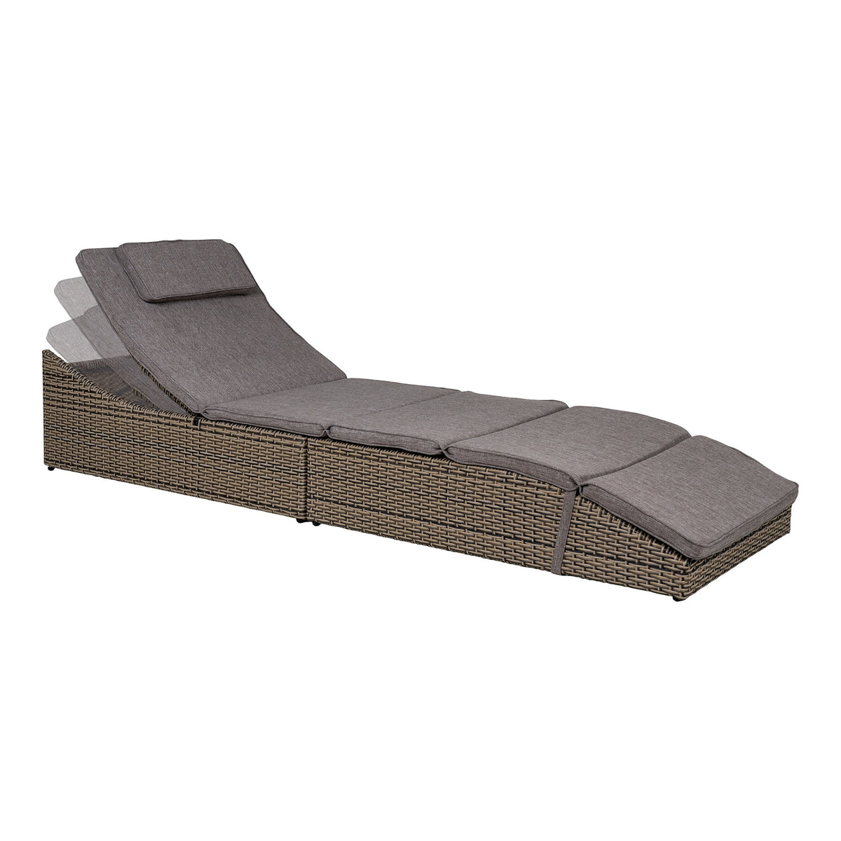 Folke Sonnenliege inkl. Kissen – Polyrattan Kubu-Grau – Ansicht 3