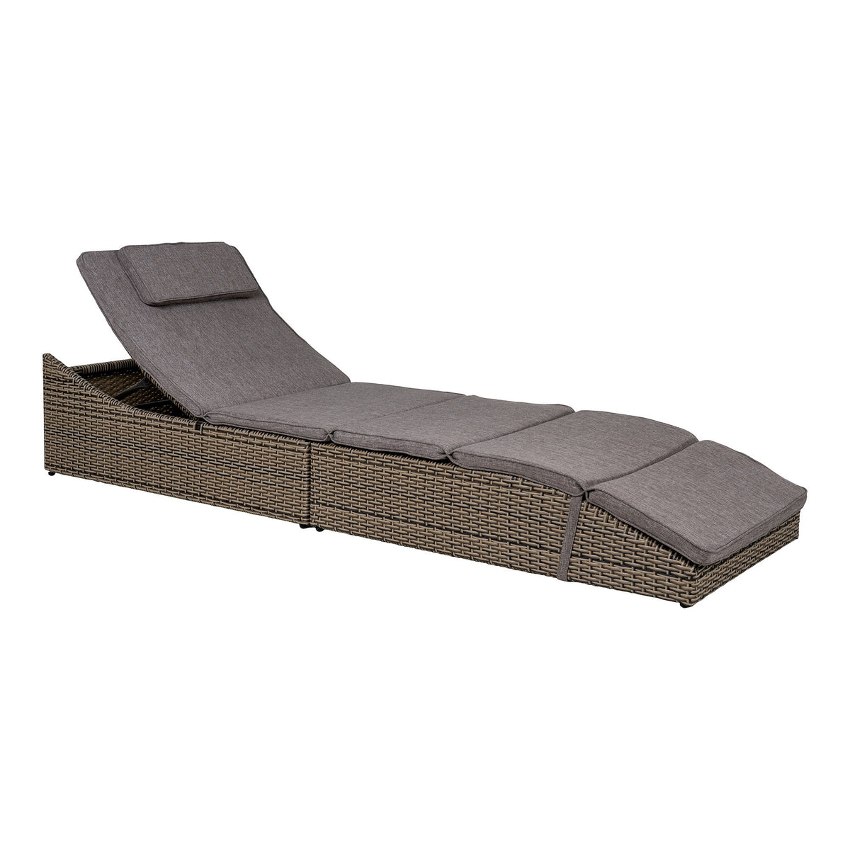 Folke Sonnenliege inkl. Kissen – Polyrattan Kubu-Grau von Luiva Living