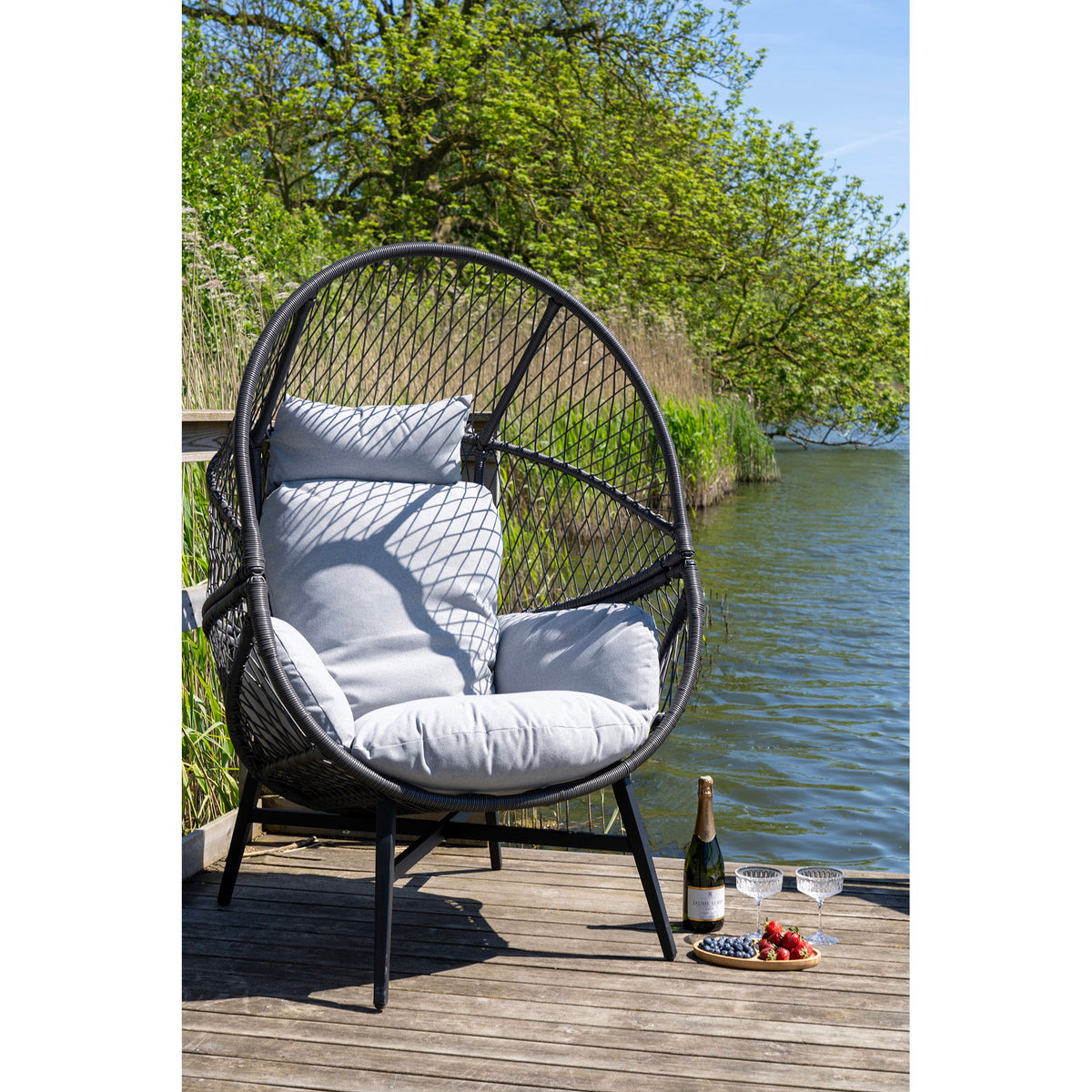 Axel Gartensessel inkl. Kissen – Polyrattan Schwarz – Ansicht 7