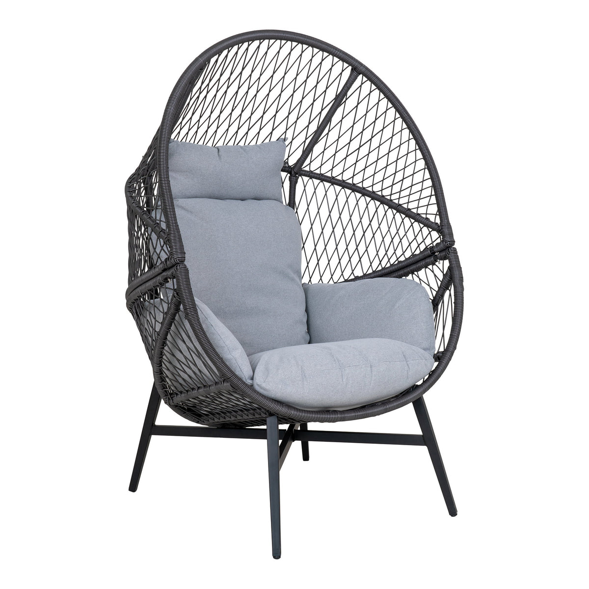 Axel Gartensessel inkl. Kissen – Polyrattan Schwarz von Luiva Living