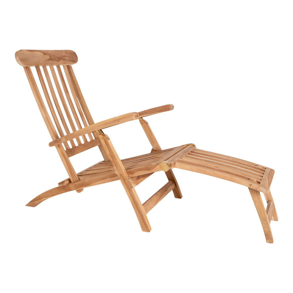 Bob Liegestuhl mit Kissen – Teak/Baumwolle Natur/Weiß – Ansicht 2