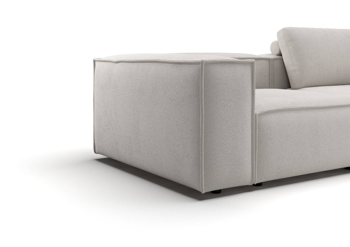 Bergen 2-Sitzer-Sofa in Feincord Weiß – Detail Armlehne