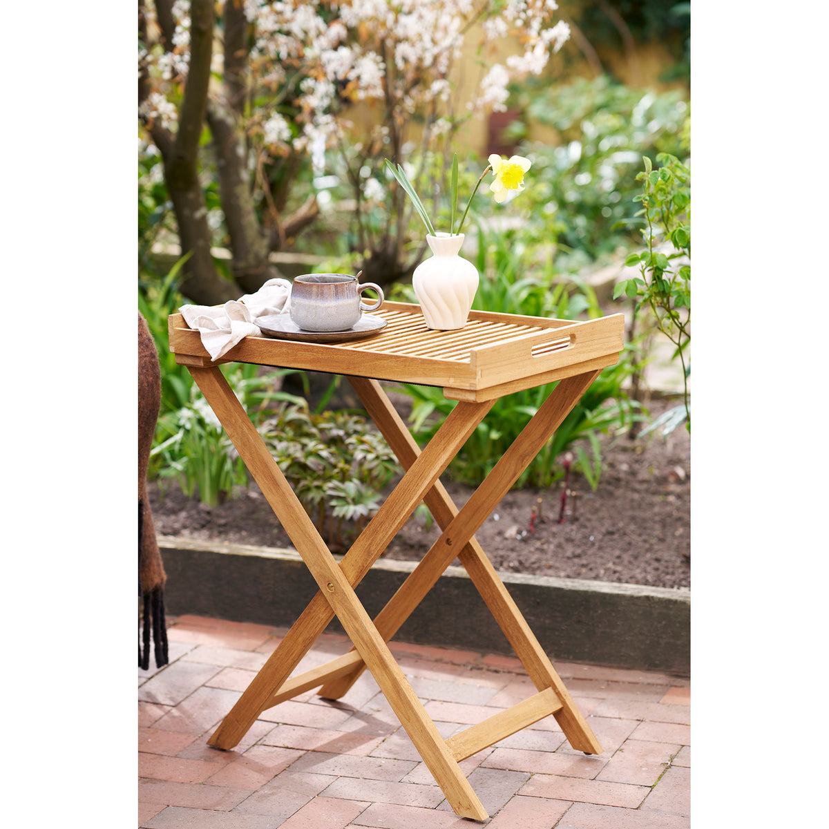 Taro Tablett-Beistelltisch – Teak Natur, 60 × 40 × 70 cm – Ansicht 7