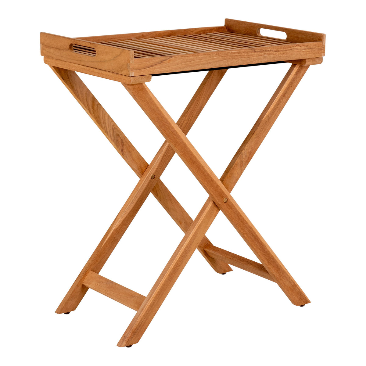 Taro Tablett-Beistelltisch – Teak Natur, 60 × 40 × 70 cm – Ansicht 2