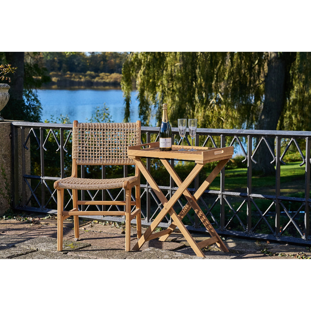 Taro Tablett-Beistelltisch – Teak Natur, 60 × 40 × 70 cm – Ansicht 9