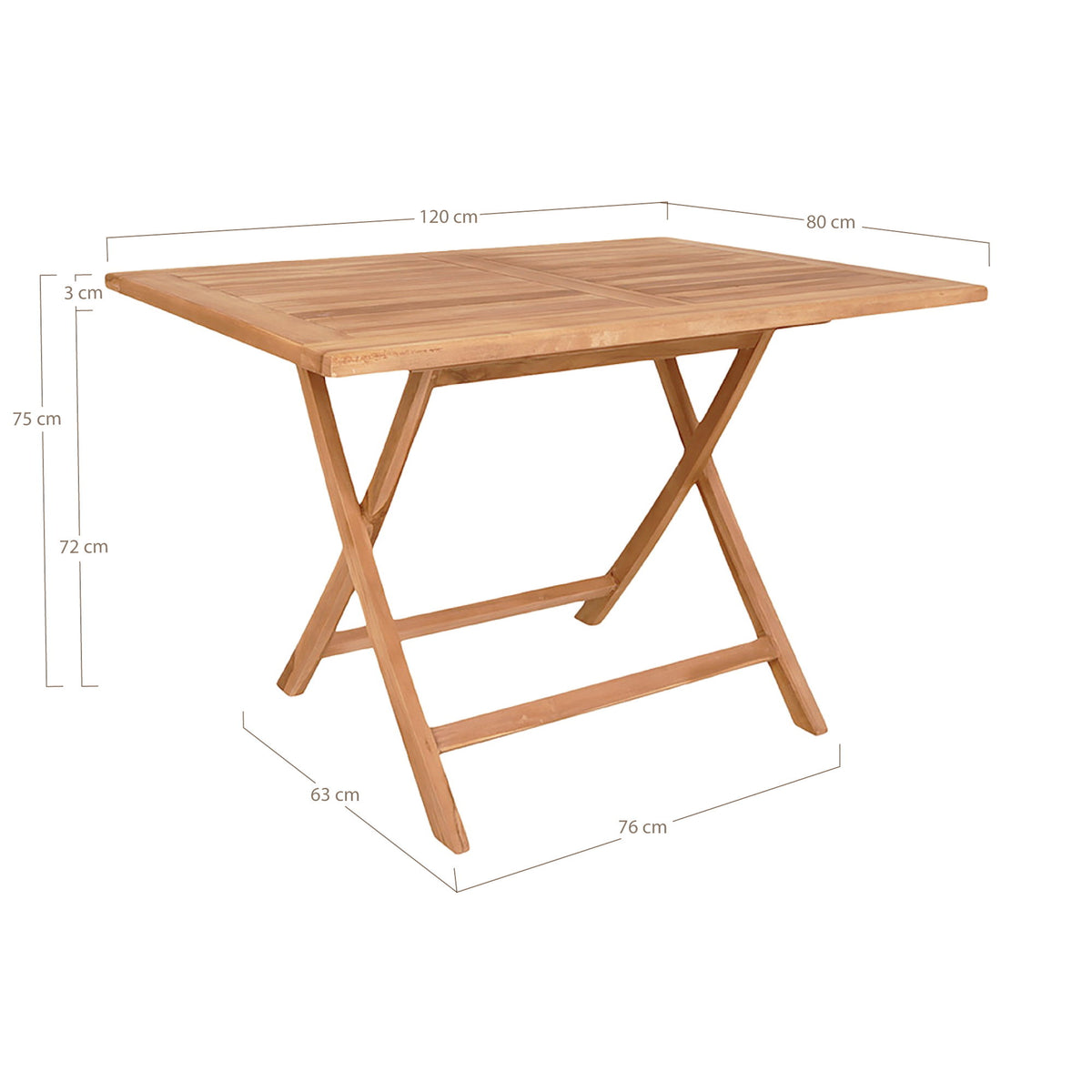 Timo Gartentisch – Teak Natur, 120 × 80 cm – Ansicht 4