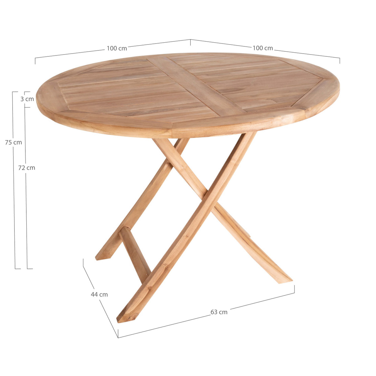 Timo Gartentisch rund – Teak Natur, ø 100 cm – Ansicht 5