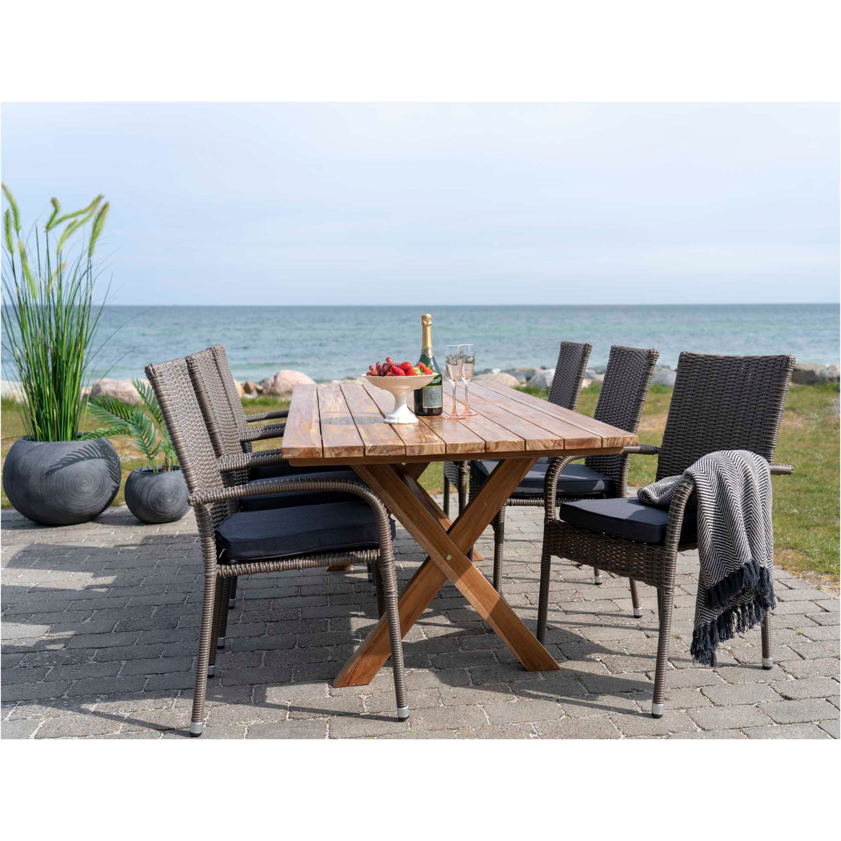 Quinta Gartentisch – Recycling-Teak Natur, 200 × 90 cm – Ansicht 9