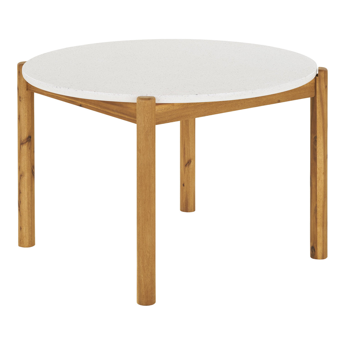 Remo Gartentisch rund – Akazie/Terrazzo Weiß/Natur, ø 120 cm von Luiva Living