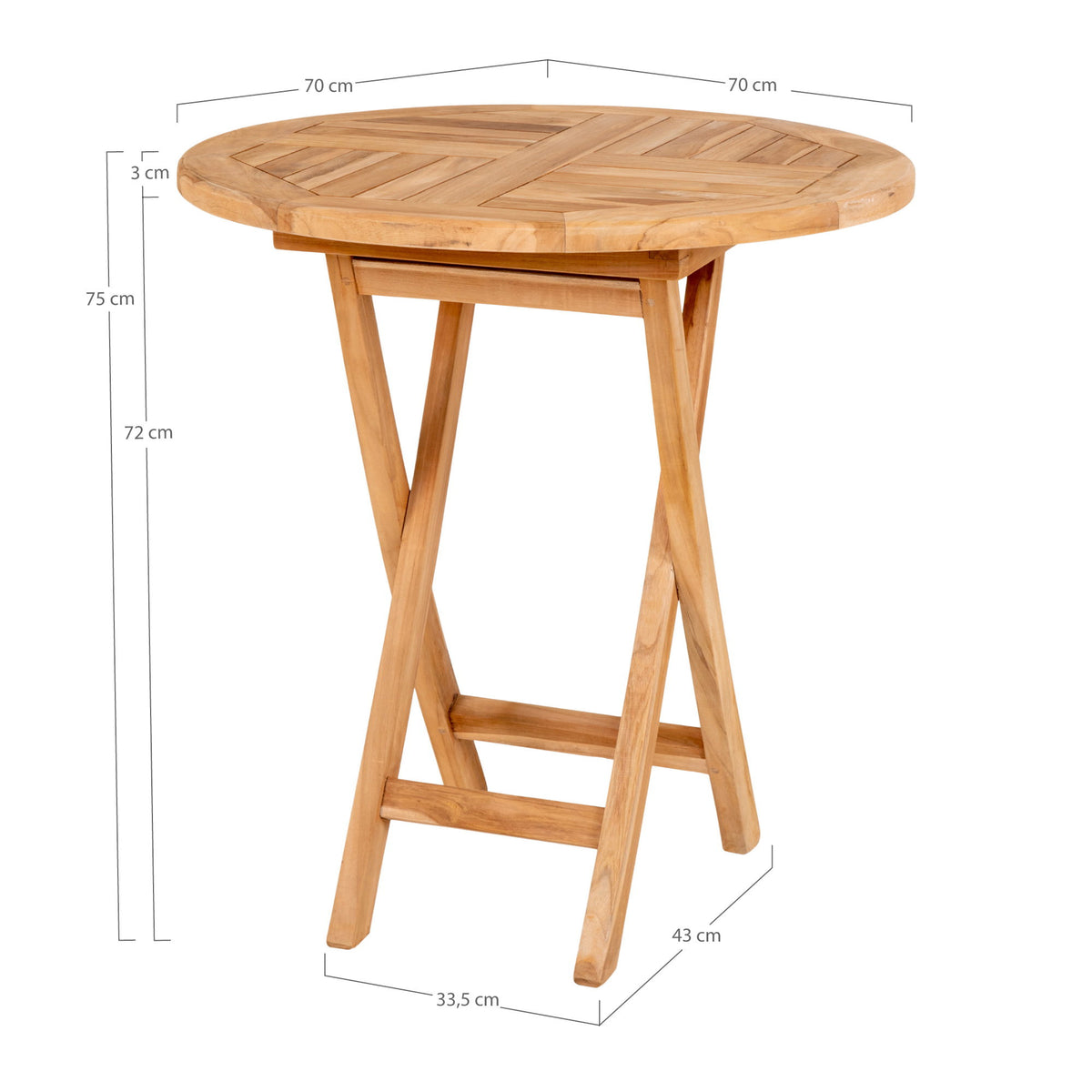 Timo Garten-Beistelltisch rund – Teak Natur, ø 70 × 75 cm – Ansicht 5