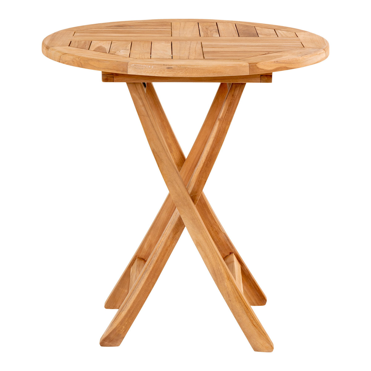 Timo Garten-Beistelltisch rund – Teak Natur, ø 70 × 75 cm von Luiva Living