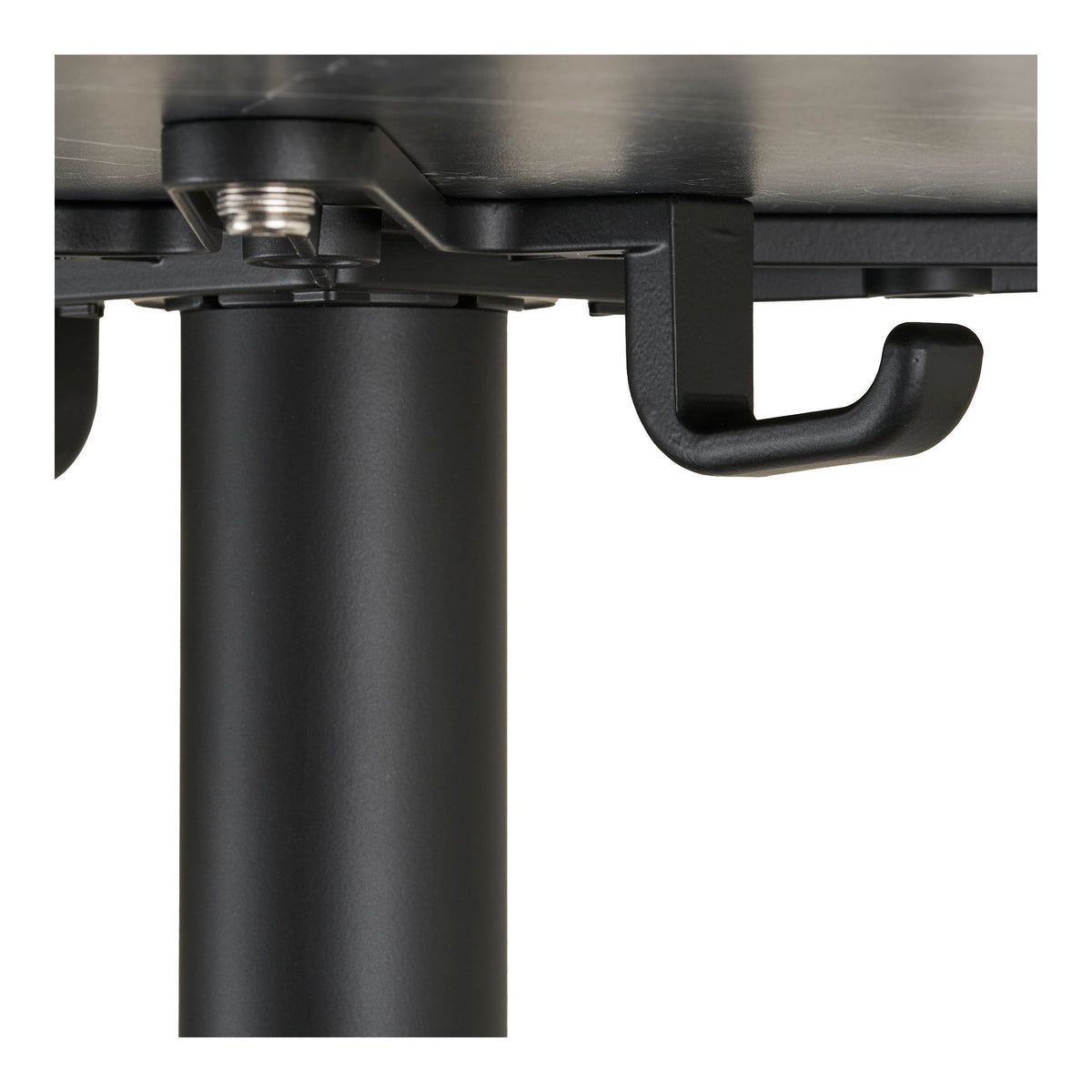 Garten-Bistrotisch rund – Aluminium, Marmoroptik Weiß mit Goldrand, Beine Schwarz, ø 60 cm – Ansicht 4