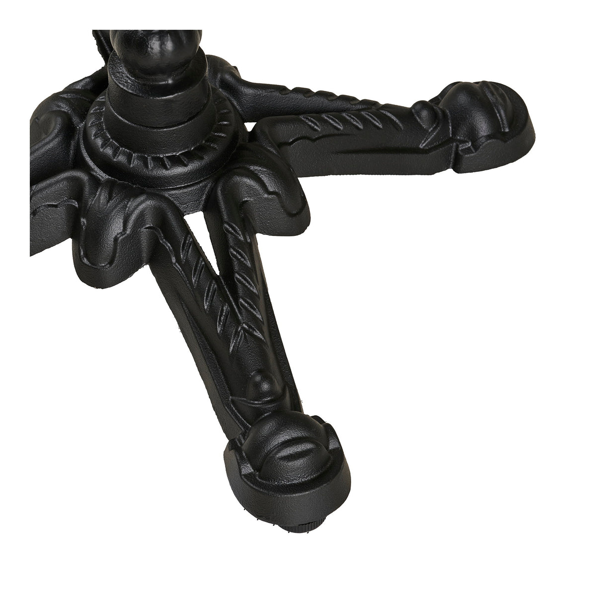 Garten-Bistrotisch rund – Gusseisen, Marmoroptik Weiß mit Goldrand, Beine Schwarz, ø 60 cm – Ansicht 4