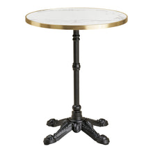 Garten-Bistrotisch rund – Gusseisen, Marmoroptik Weiß mit Goldrand, Beine Schwarz, ø 60 cm von Luiva Living