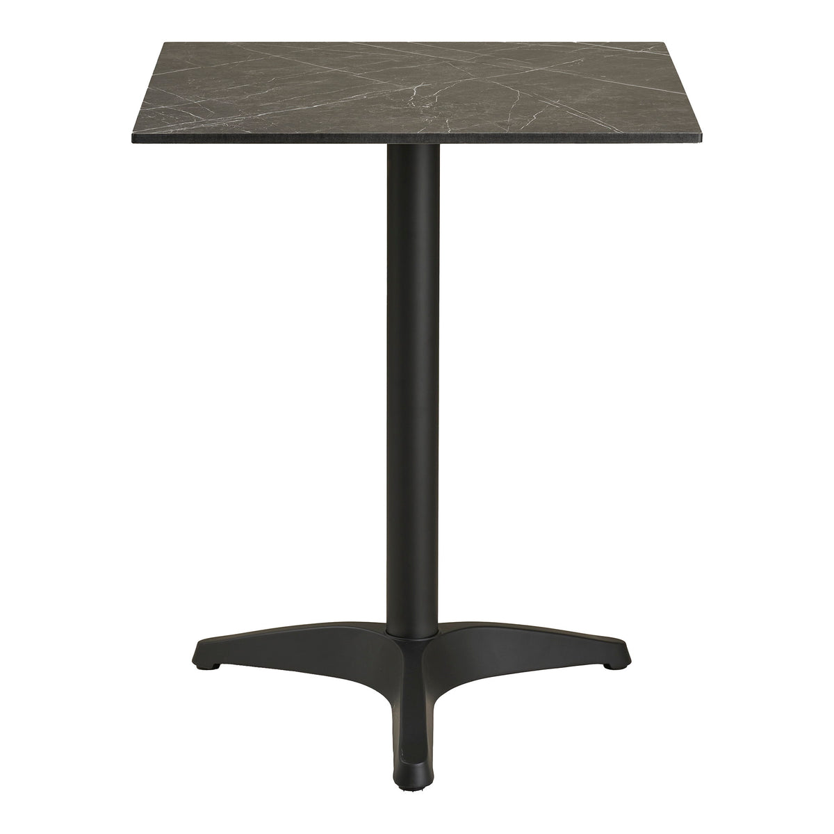 Garten-Bistrotisch – Aluminium, Marmoroptik Dunkelgrau, Beine Schwarz, 60 × 60 cm von Luiva Living