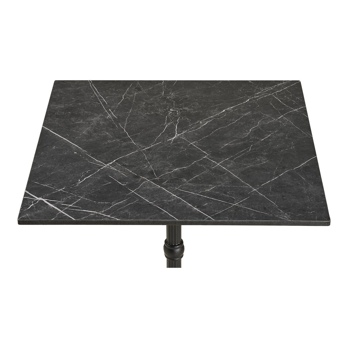 Garten-Bistrotisch – Gusseisen, Marmoroptik Dunkelgrau, Beine Schwarz, 60 × 60 cm – Ansicht 2