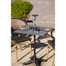 Garten-Bistrotisch – Gusseisen, Marmoroptik Dunkelgrau, Beine Schwarz, 60 × 60 cm – Ansicht 5
