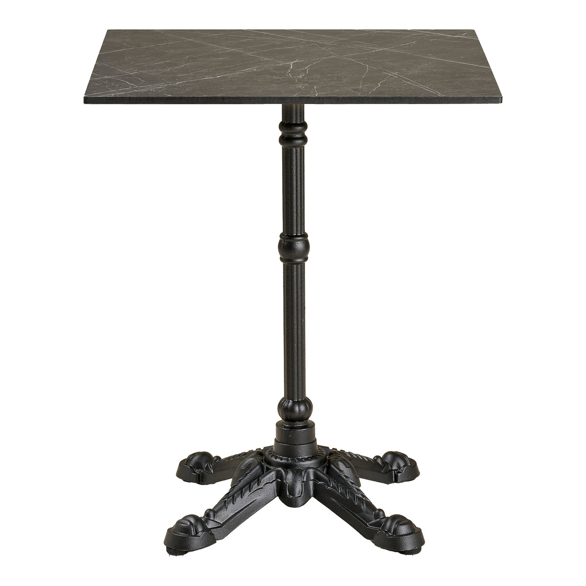 Garten-Bistrotisch – Gusseisen, Marmoroptik Dunkelgrau, Beine Schwarz, 60 × 60 cm von Luiva Living