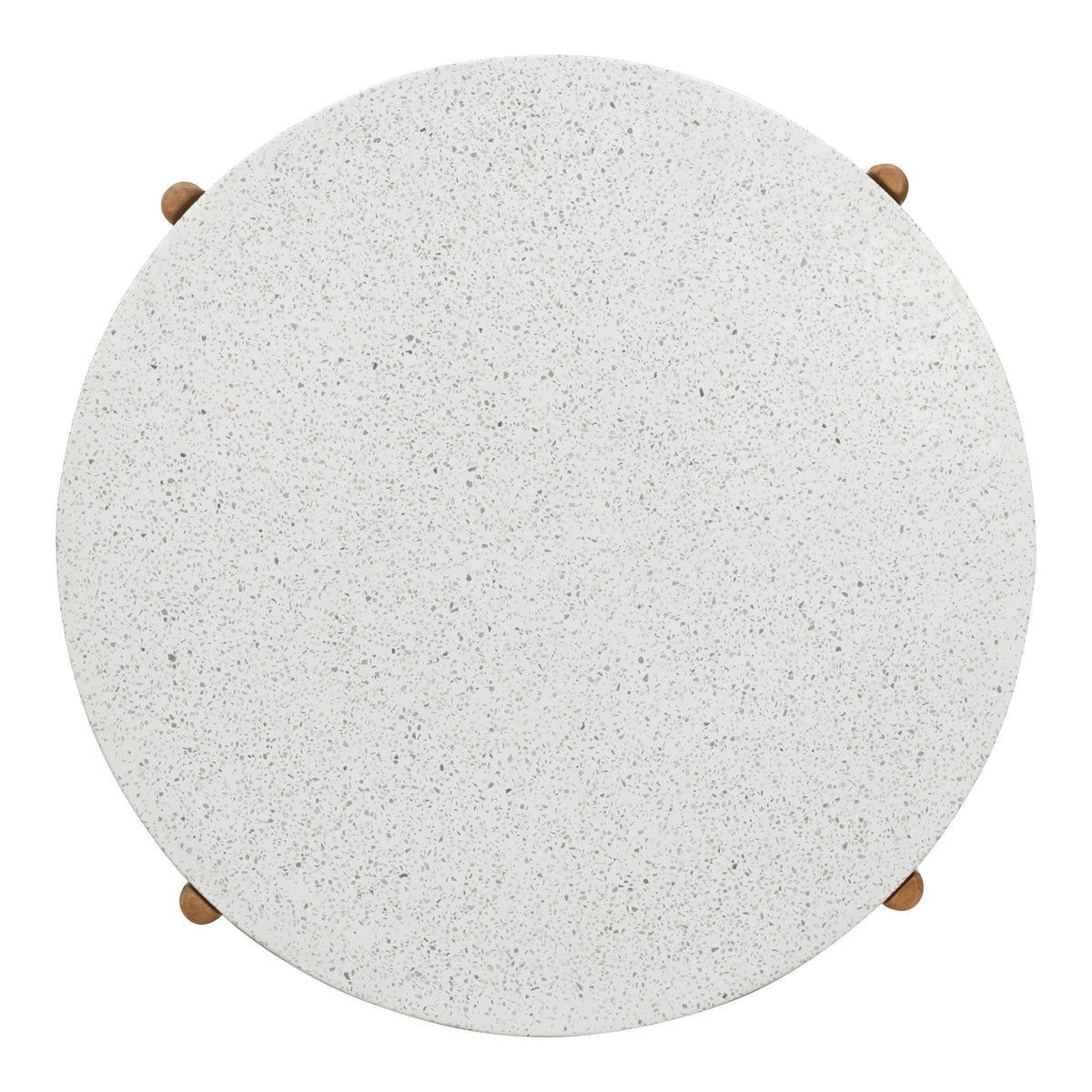 Remo Garten-Couchtisch rund – Akazie/Terrazzo Weiß/Natur, ø 84,5 × 38,5 cm – Ansicht 3