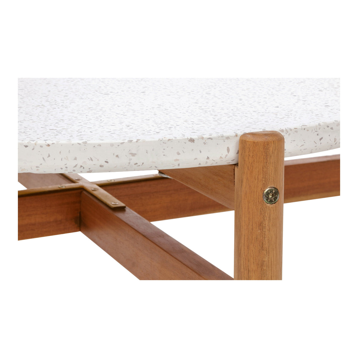 Remo Garten-Couchtisch rund – Akazie/Terrazzo Weiß/Natur, ø 84,5 × 38,5 cm – Ansicht 4
