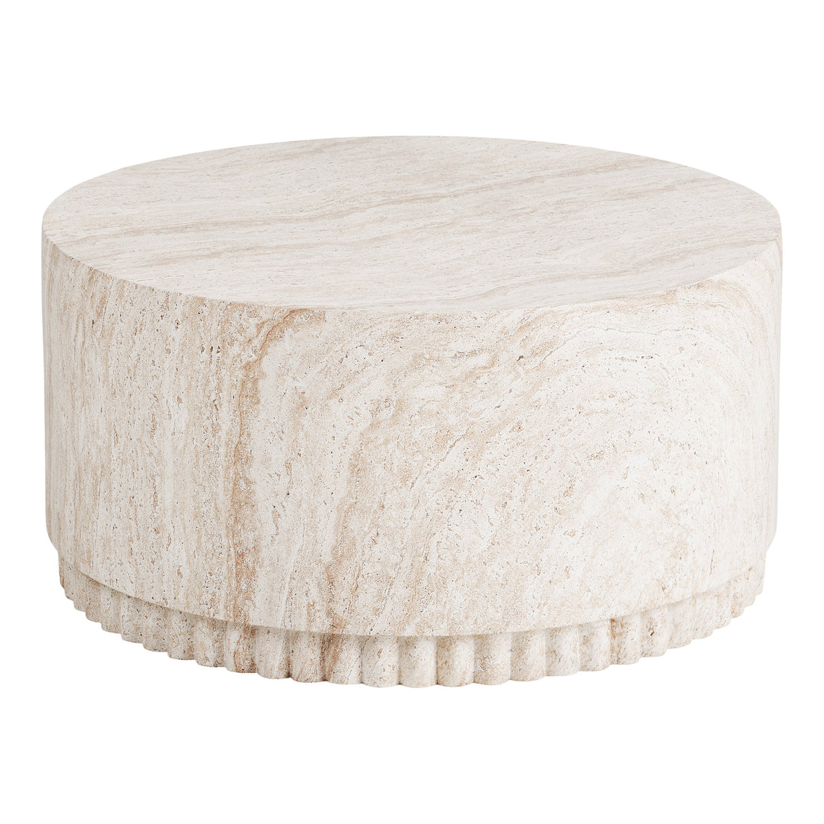 Jette Garten-Couchtisch rund – Fiberclay Natur, ø 75 × 37 cm von Luiva Living