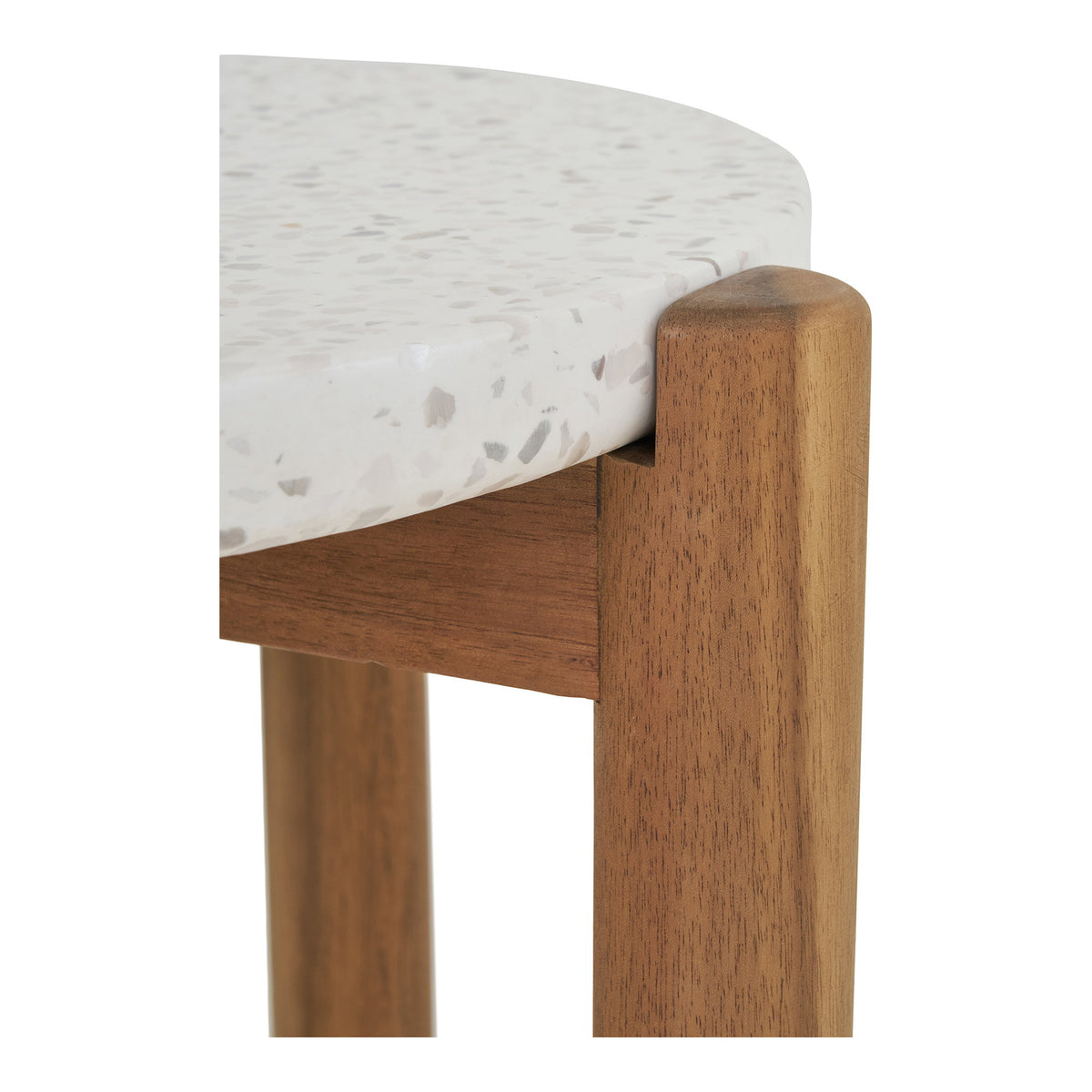 Remo Garten-Beistelltisch rund – Akazie/Terrazzo Weiß/Natur, ø 37 × 48 cm – Ansicht 5