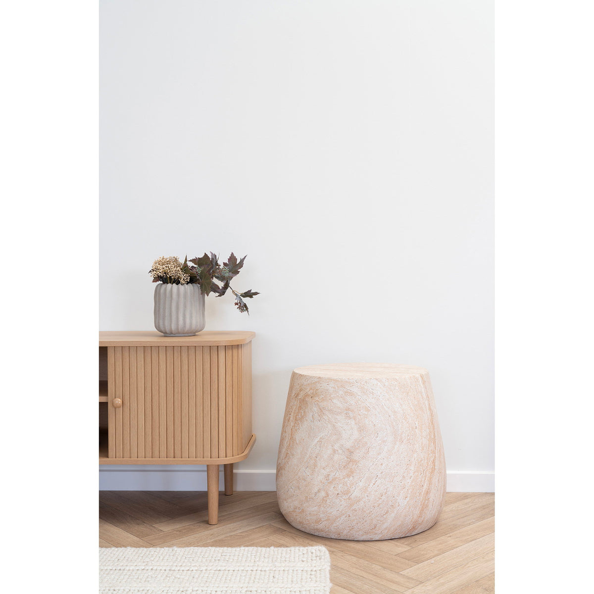 Jette Garten-Beistelltisch rund – Fiberclay Natur, ø 47,5 × 41 cm – Ansicht 5