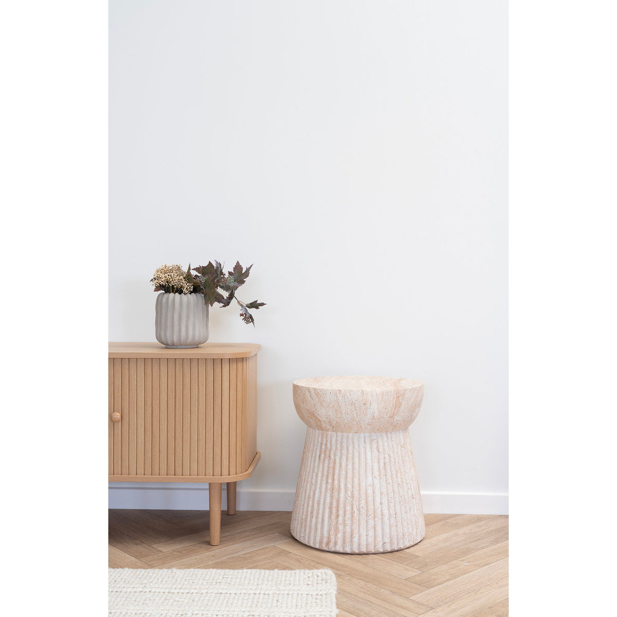 Jette Garten-Beistelltisch rund – Fiberclay Natur, ø 37 × 43 cm – Ansicht 5