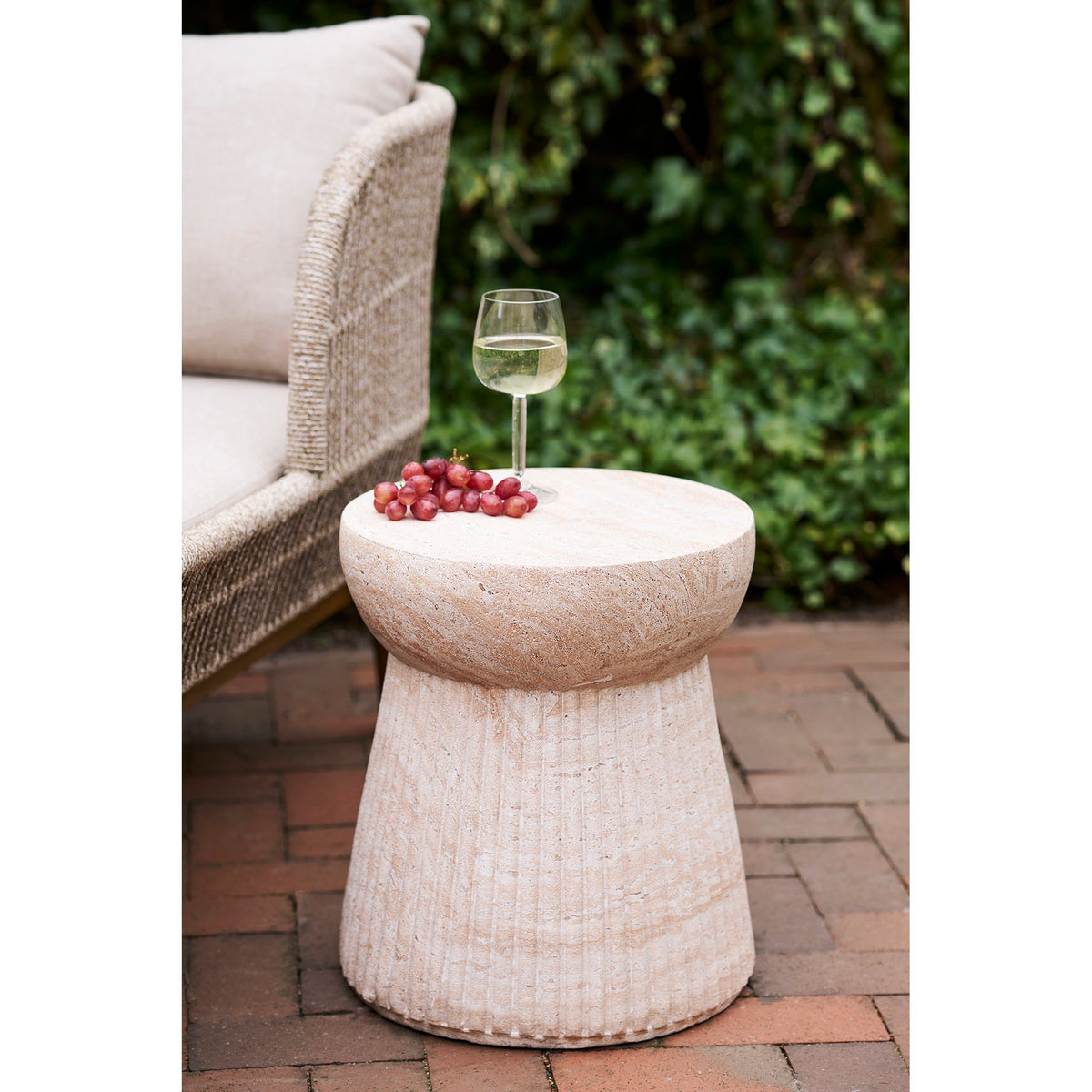 Jette Garten-Beistelltisch rund – Fiberclay Natur, ø 37 × 43 cm – Ansicht 6
