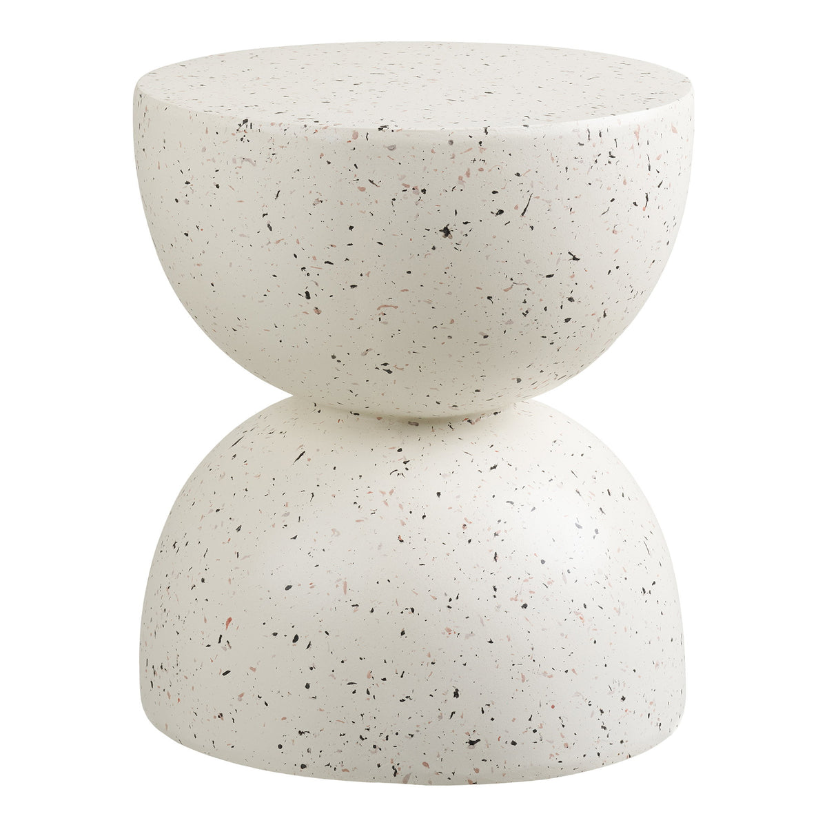 Ruby Garten-Beistelltisch rund – Fiberclay in Terrazzo-Optik Cremeweiß, ø 40 × 45 cm – Ansicht 2