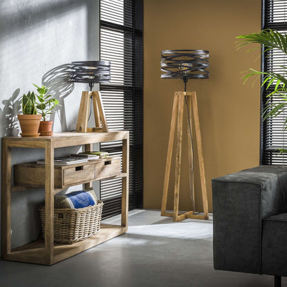 Tischleuchte aus Holz mit Kreuzrahmen  / Slate grey