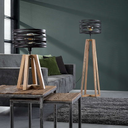 Tischleuchte aus Holz mit Kreuzrahmen  / Slate grey