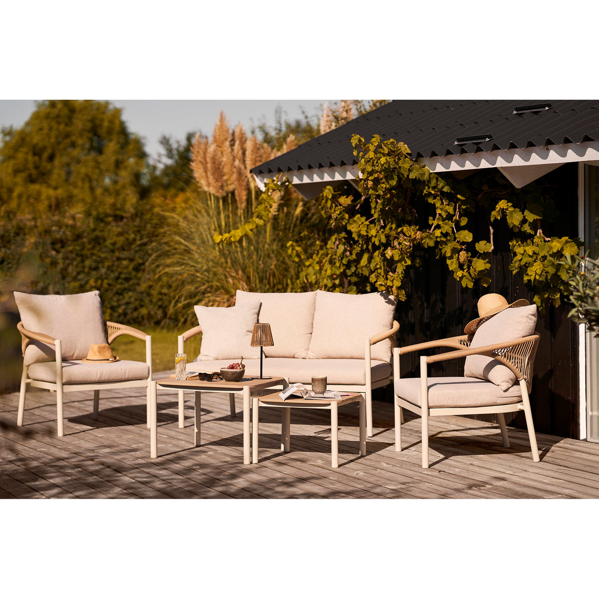 Leni Lounge-Set inkl. Kissen – Aluminium/Polyrattan Sand/Natur – Ansicht 10