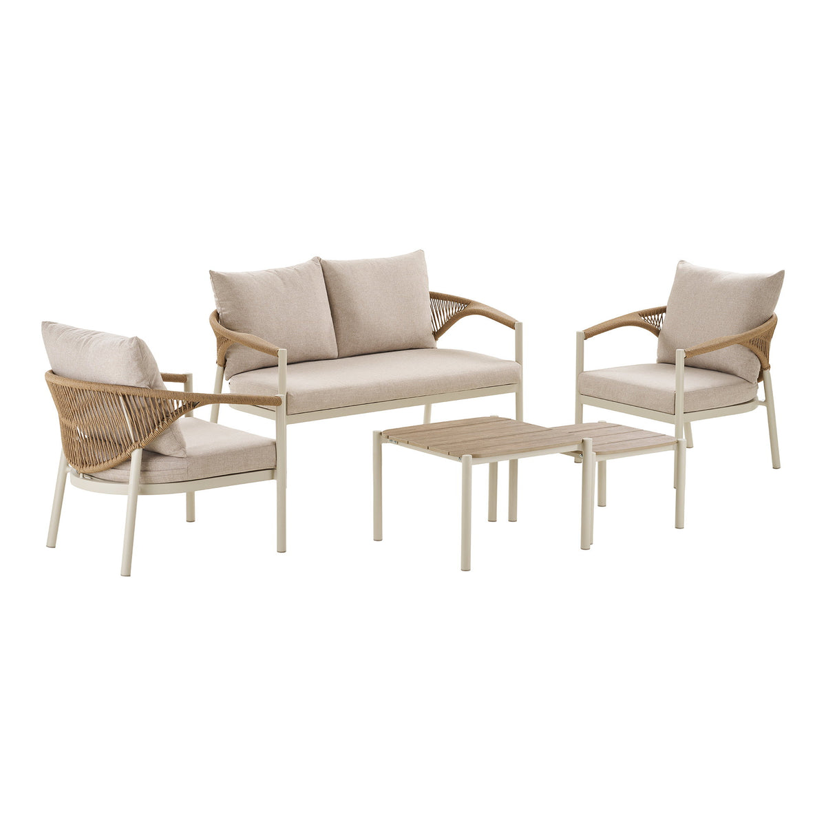 Leni Lounge-Set inkl. Kissen – Aluminium/Polyrattan Sand/Natur – Ansicht 2