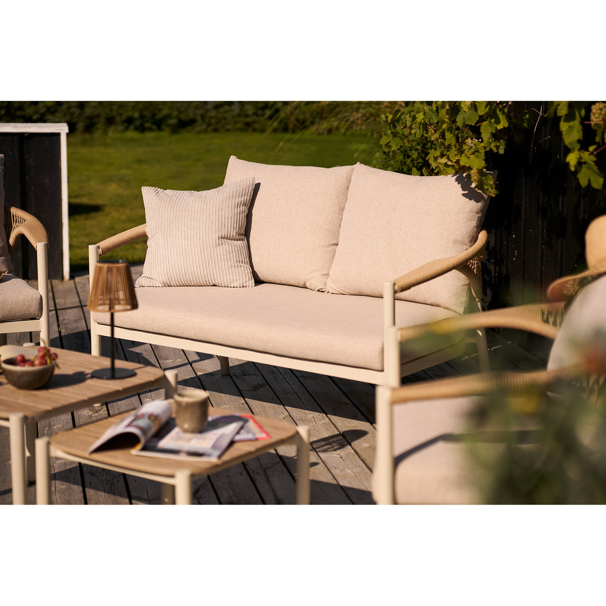 Leni Lounge-Set inkl. Kissen – Aluminium/Polyrattan Sand/Natur – Ansicht 13