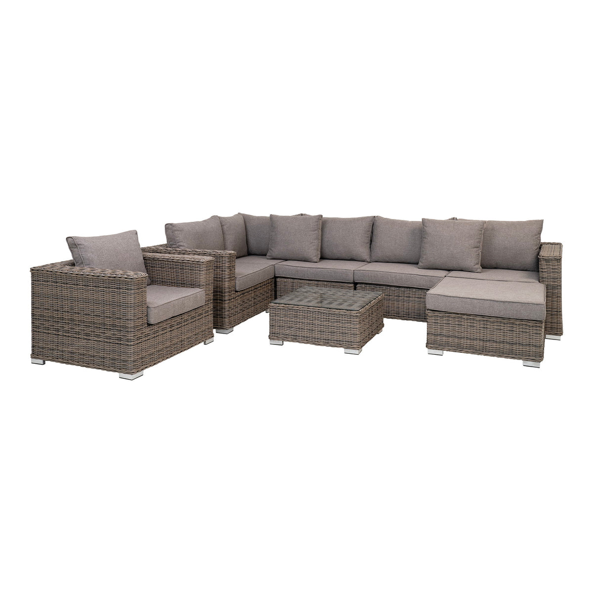 Romy Lounge-Set inkl. Kissen – Polyrattan Kubu-Grau von Luiva Living