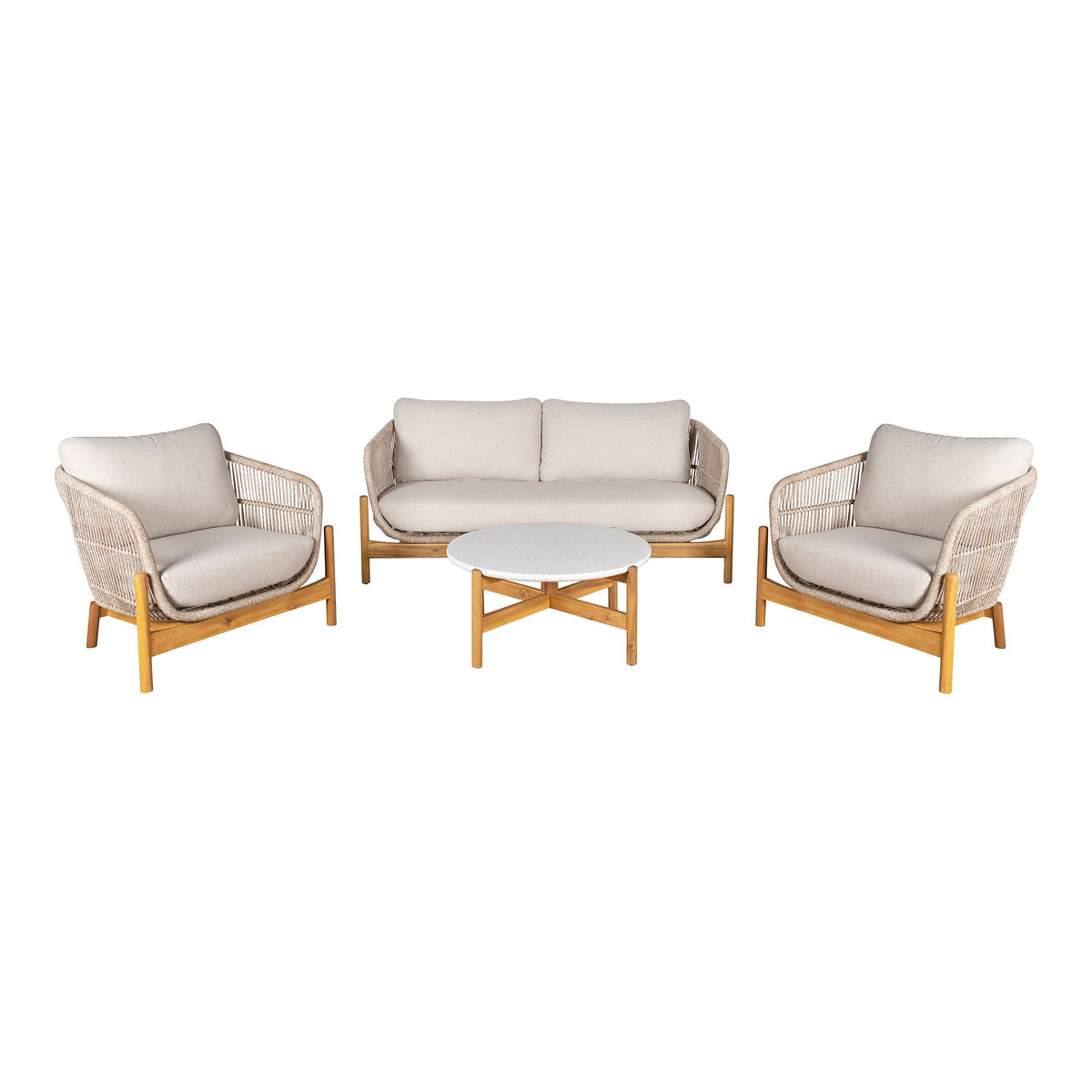 Remo Lounge-Set inkl. Kissen – Akazie Beige von Luiva Living