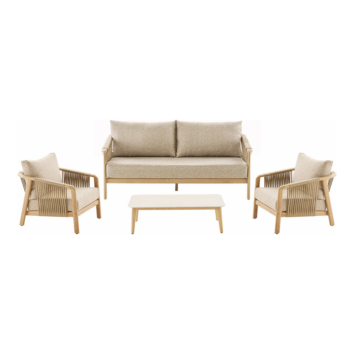 Henni Lounge-Set inkl. Kissen – Aluminium Taupe/Holzoptik – Ansicht 2
