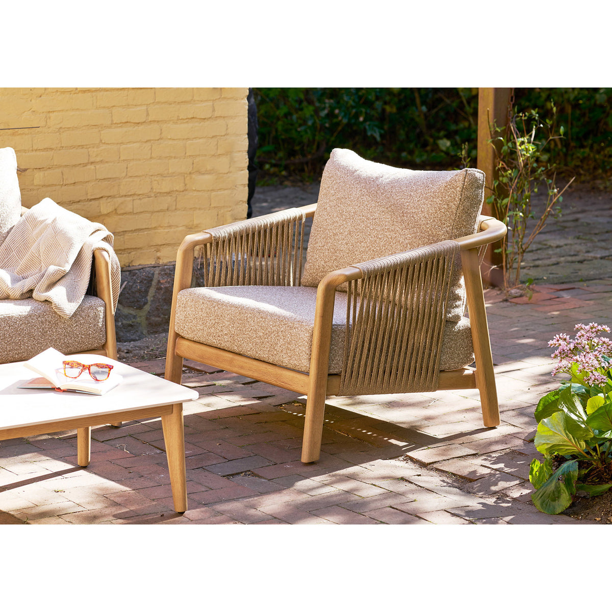 Henni Lounge-Set inkl. Kissen – Aluminium Taupe/Holzoptik – Ansicht 10