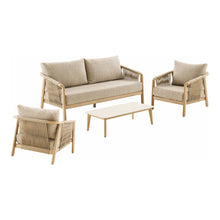 Henni Lounge-Set inkl. Kissen – Aluminium Taupe/Holzoptik von Luiva Living